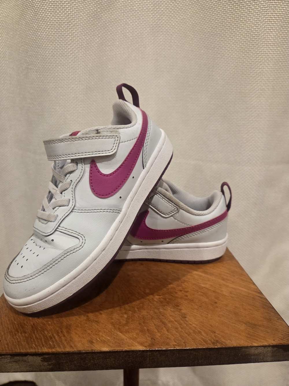 Nike Kids White and Pink Swoosh Sneakers